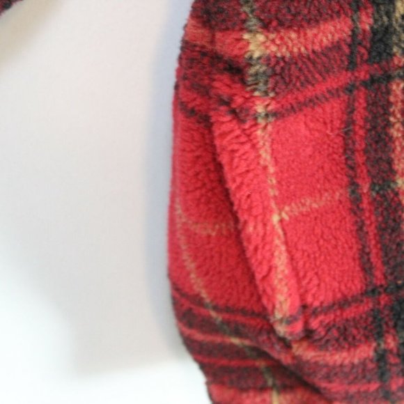 Woolrich Red Plaid 1/4 Quarter Zip Fleece Pullover Jacket USA Made Large H11688 - Picture 3 of 8